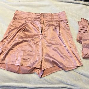 Size small silk rose gold shorts with belt